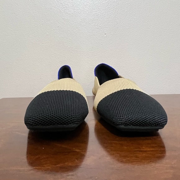 New tan and black color block square toe knit slip on flats size 8.5 - Picture 7 of 13